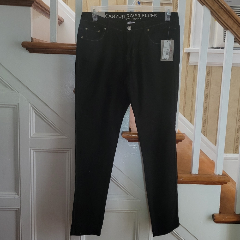 CANYON RIVER BLUES Curvy Skinny Black Denim Jeans Size 10